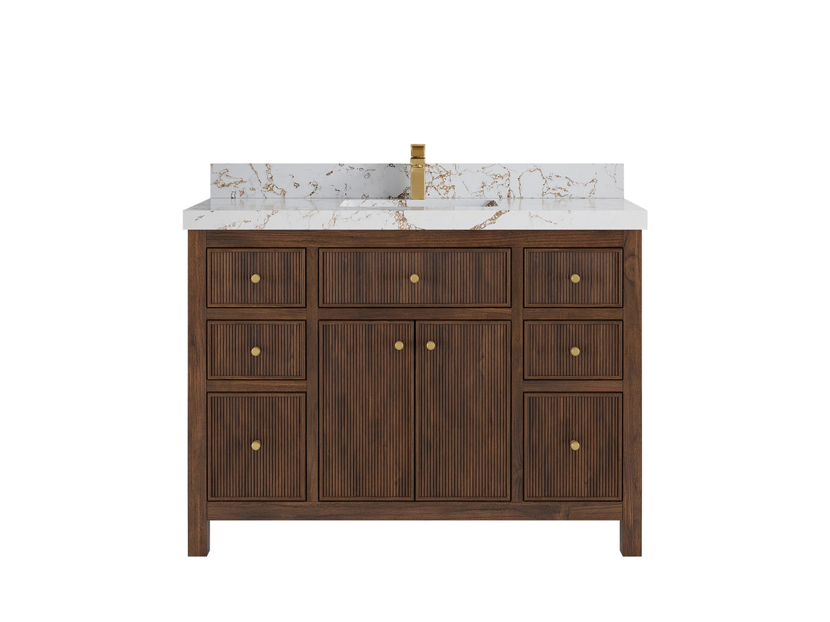 Sonoma Reeded Teak Wood 48 in. W x 22 in. D Single Sink Bathroom Vanity