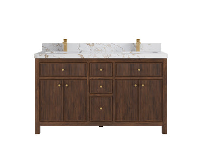 Sonoma Reeded Teak Wood 60 in. W x 22 in. D Double Sink Bathroom Vanity