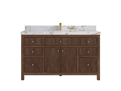 Sonoma Reeded Teak Wood 60 in. W x 22 in. D Single Sink Bathroom Vanity