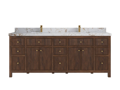 Sonoma Reeded Teak Wood 84 in. W x 22 in. D Double Sink Bathroom Vanity