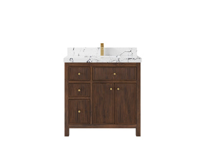 Sonoma Reeded Teak Wood 36 in. W x 22 in. D Center Sink Bathroom Vanity