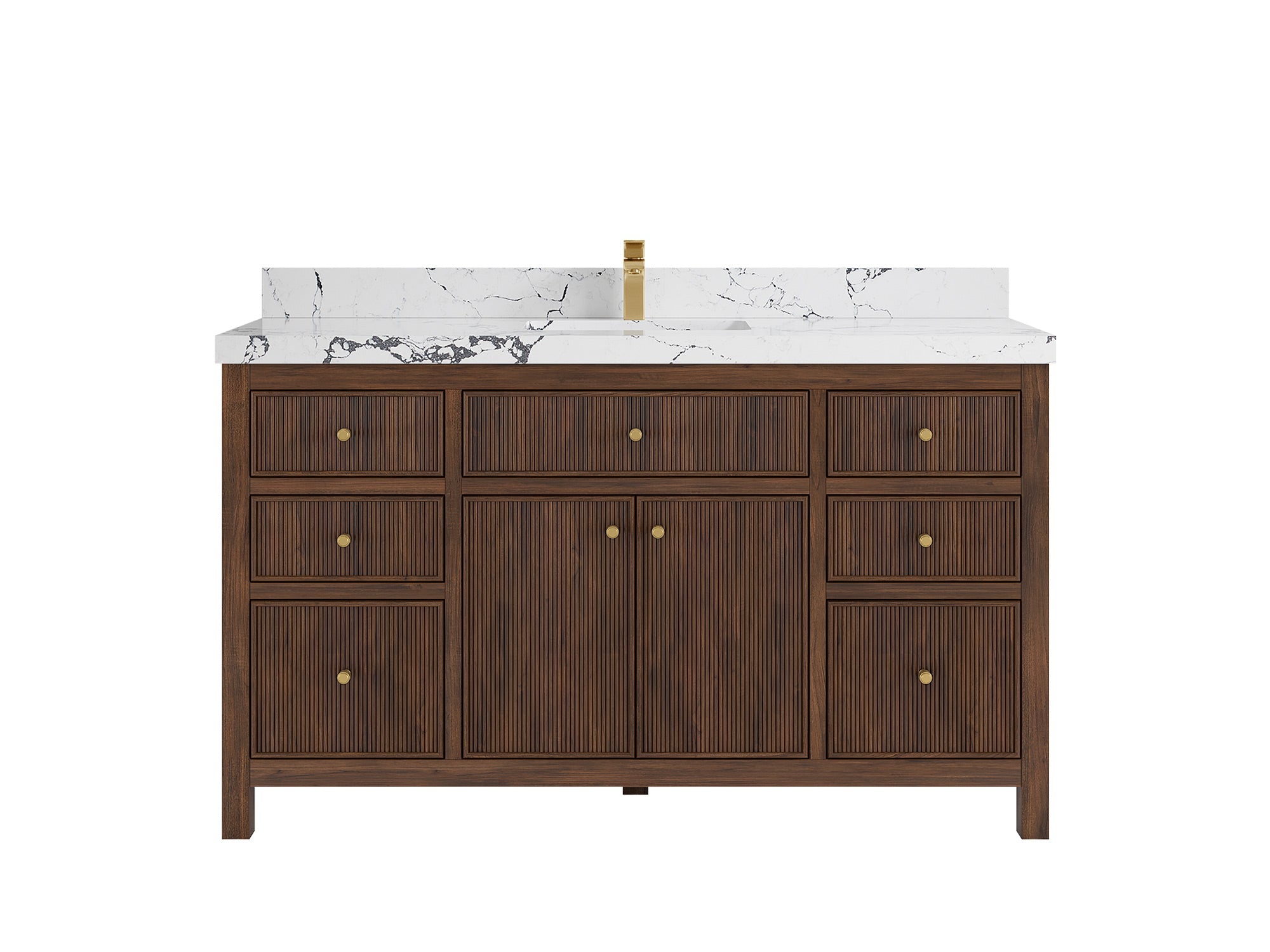 Sonoma Reeded Teak Wood 60 in. W x 22 in. D Single Sink Bathroom Vanity