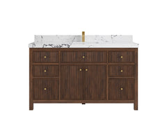 Sonoma Reeded Teak Wood 60 in. W x 22 in. D Single Sink Bathroom Vanity - photo 23