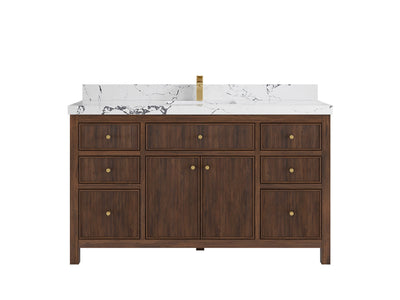 Sonoma Reeded Teak Wood 60 in. W x 22 in. D Single Sink Bathroom Vanity