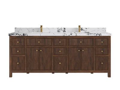 Sonoma Reeded Teak Wood 84 in. W x 22 in. D Double Sink Bathroom Vanity