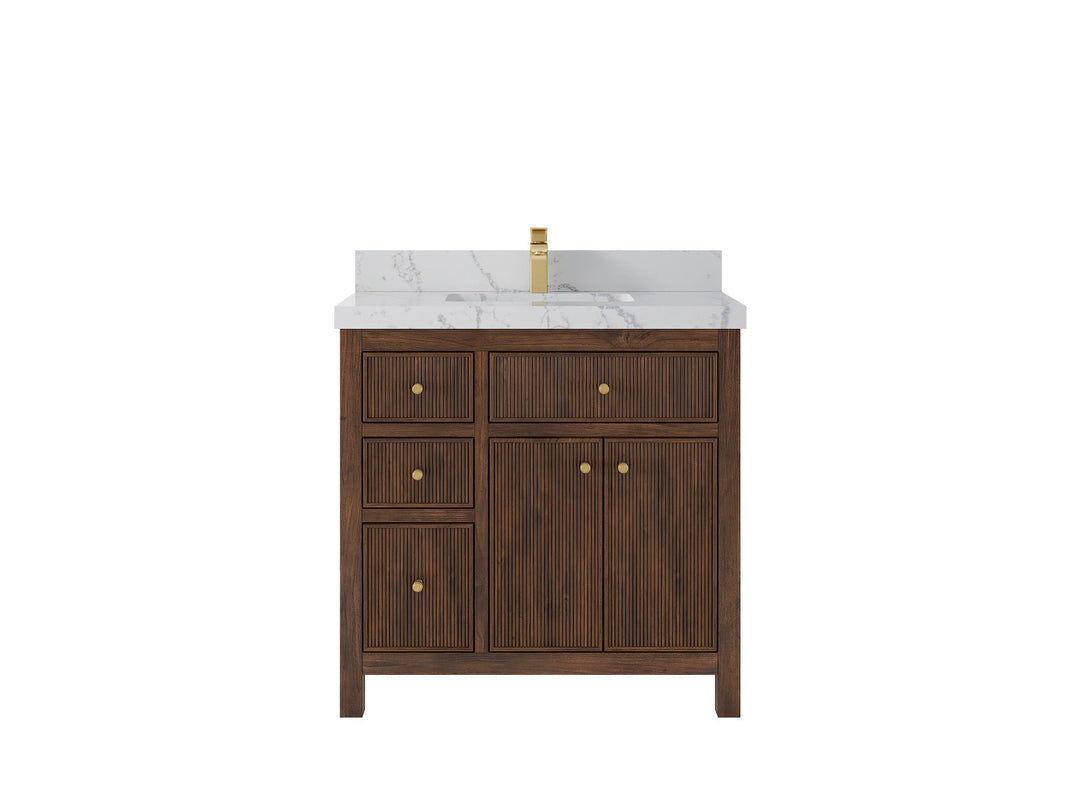Sonoma Reeded Teak Wood 36 in. W x 22 in. D Center Sink Bathroom Reeded Vanity | 
              
                Dark Walnut Teak
                
                  
             - SON_TK_WLN_CA_BK_36CR - photo №23