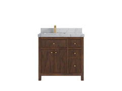 Sonoma Reeded Teak Wood 36 in. W x 22 in. D Left Offset Sink Bathroom Vanity - photo 23