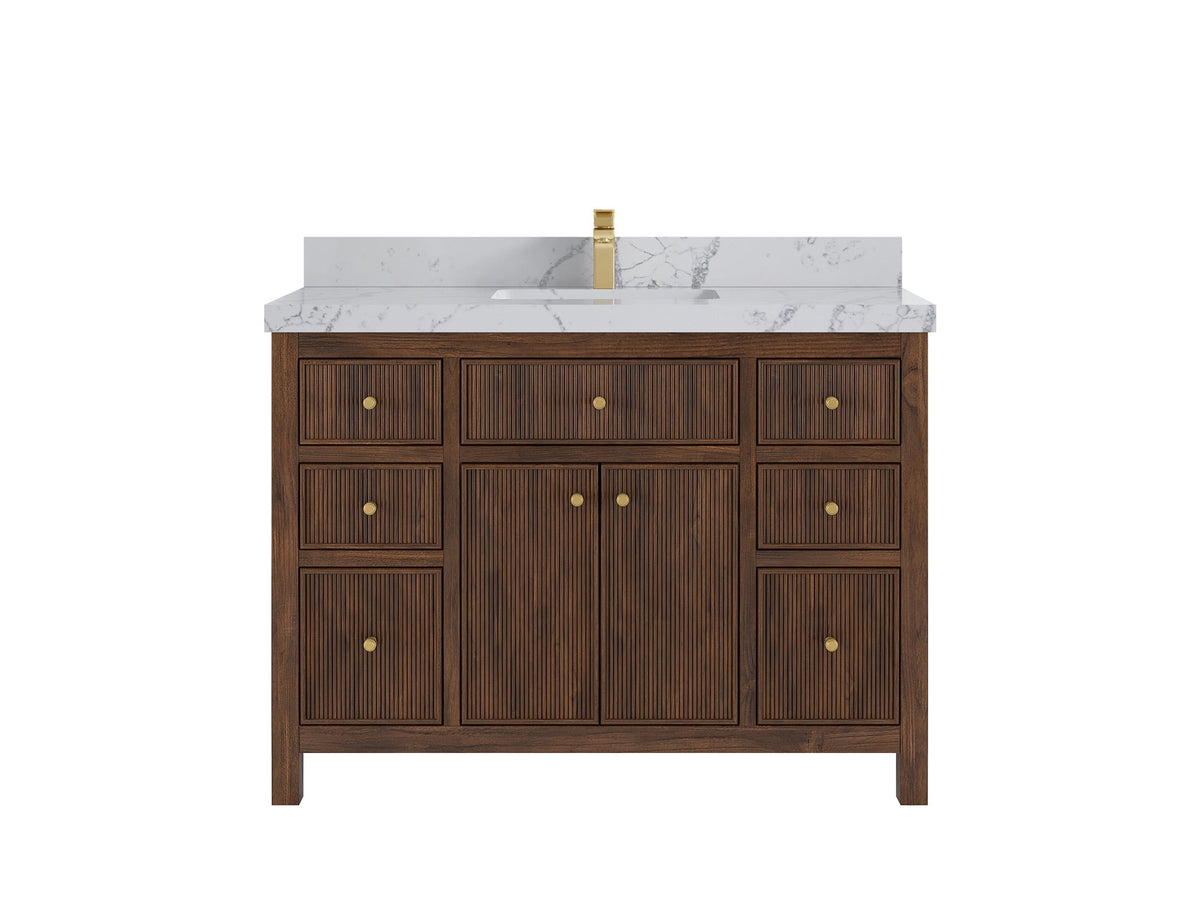 Sonoma Reeded Teak Wood 48 in. W x 22 in. D Single Sink Bathroom Vanity