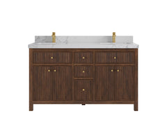Sonoma Reeded Teak Wood 60 in. W x 22 in. D Double Sink Bathroom Vanity - photo 24