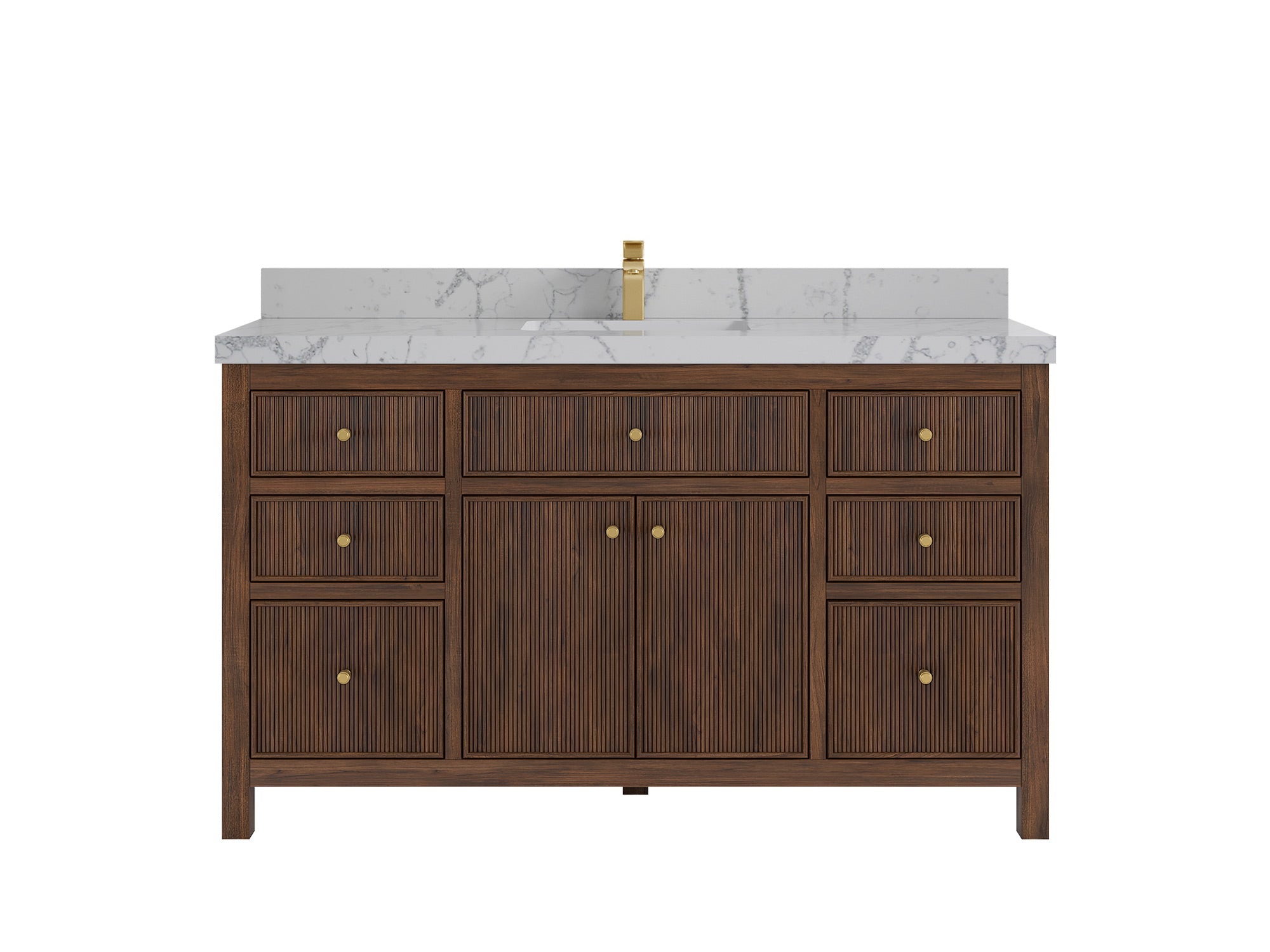 Sonoma Reeded Teak Wood 60 in. W x 22 in. D Single Sink Bathroom Vanity