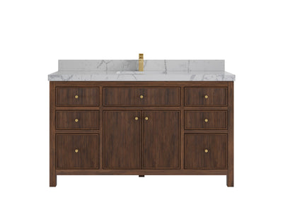 Sonoma Reeded Teak Wood 60 in. W x 22 in. D Single Sink Bathroom Vanity