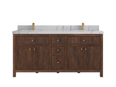 Sonoma Reeded Teak Wood 72 in. W x 22 in. D Double Sink Bathroom Vanity