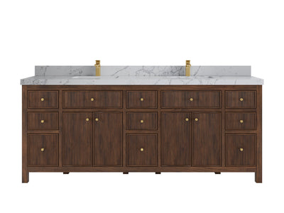 Sonoma Reeded Teak Wood 84 in. W x 22 in. D Double Sink Bathroom Vanity