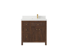 Sonoma Reeded Teak Wood 36 in. W x 22 in. D Right Offset Sink Bathroom Vanity - photo 25