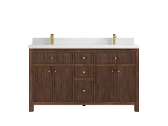 Sonoma Reeded Teak Wood 60 in. W x 22 in. D Double Sink Bathroom Vanity - photo 25