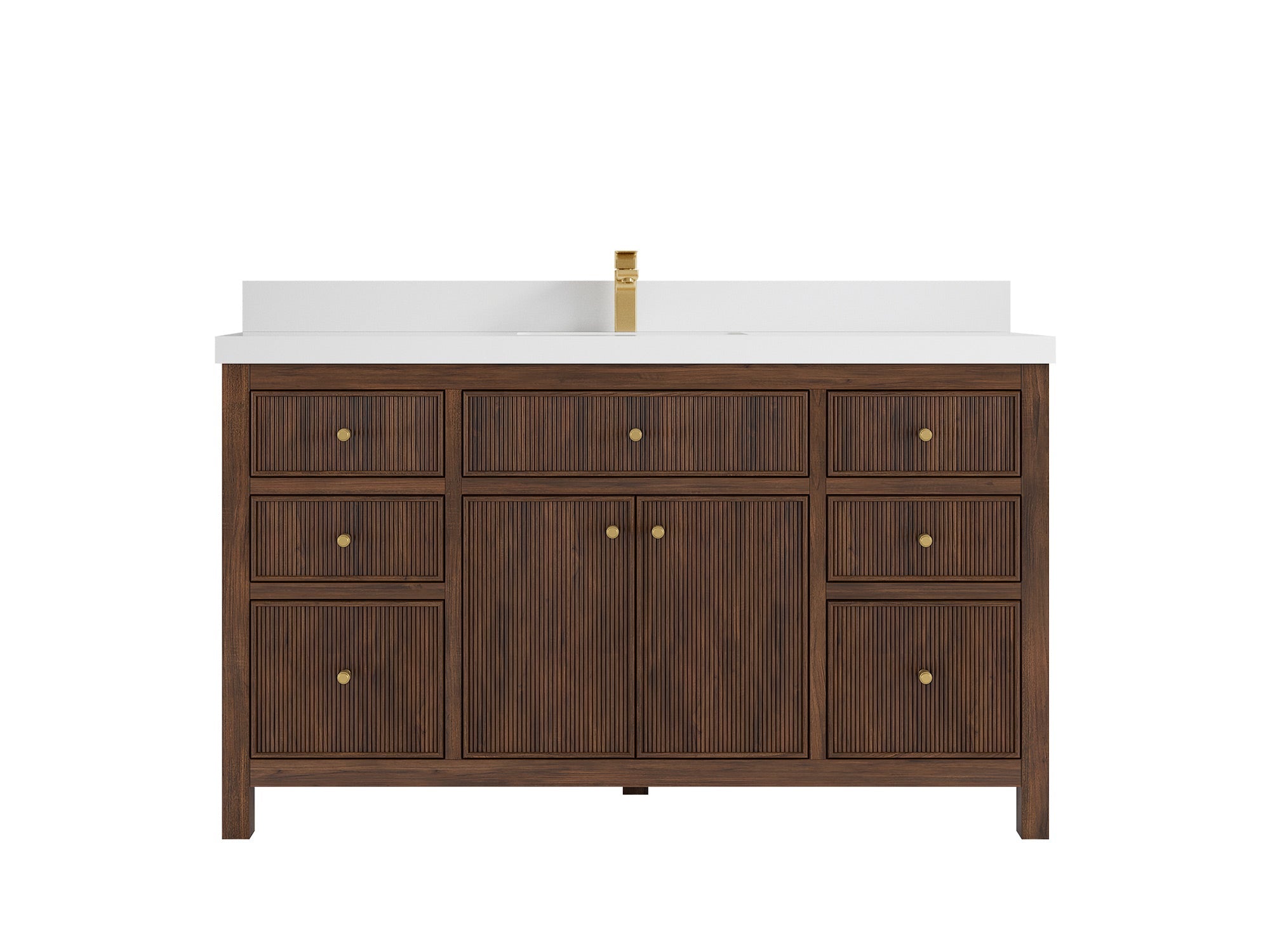 Sonoma Reeded Teak Wood 60 in. W x 22 in. D Single Sink Bathroom Vanity