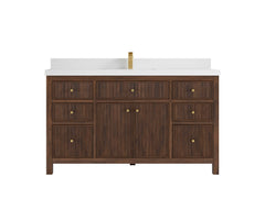 Sonoma Reeded Teak Wood 60 in. W x 22 in. D Single Sink Bathroom Vanity - photo 25