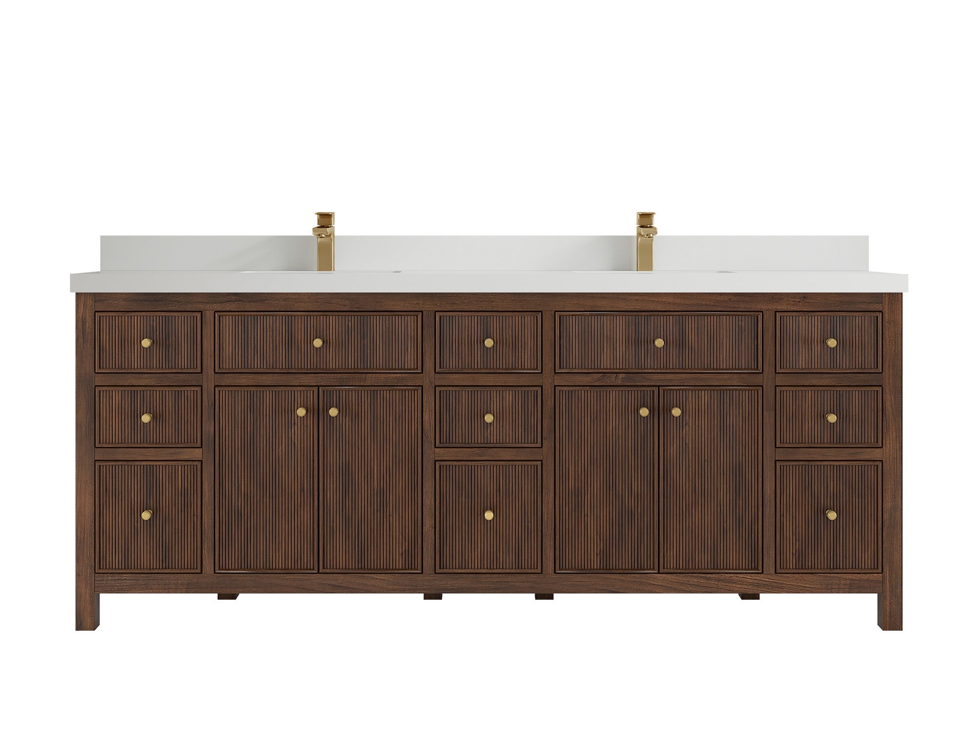 Sonoma Reeded Teak Wood 84 in. W x 22 in. D Double Sink Bathroom Vanity