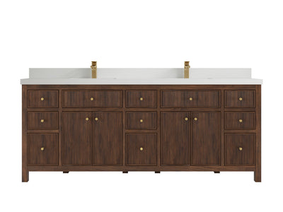 Sonoma Reeded Teak Wood 84 in. W x 22 in. D Double Sink Bathroom Vanity