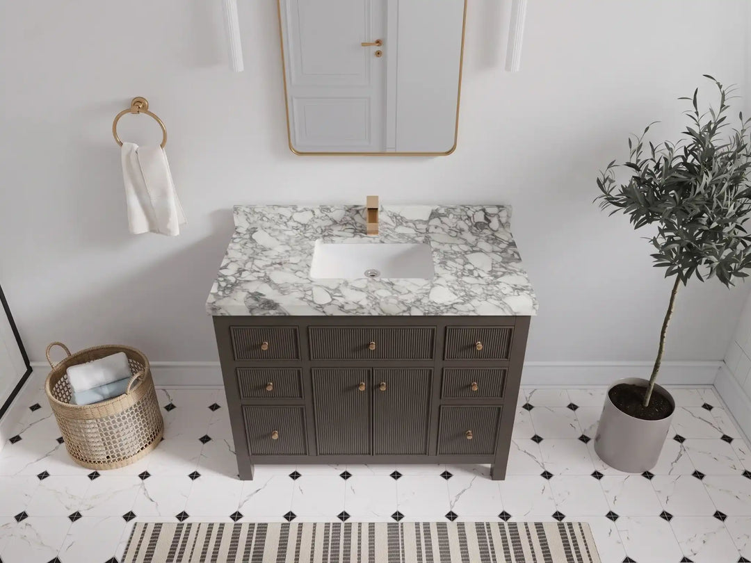 Sonoma 42 in W x 22 in D Free Standing Reeded Single Sink Bathroom Vanity | 
              
                Urbane Bronze
                
                  
             - SON_URB_WHQZ_42 - photo №30