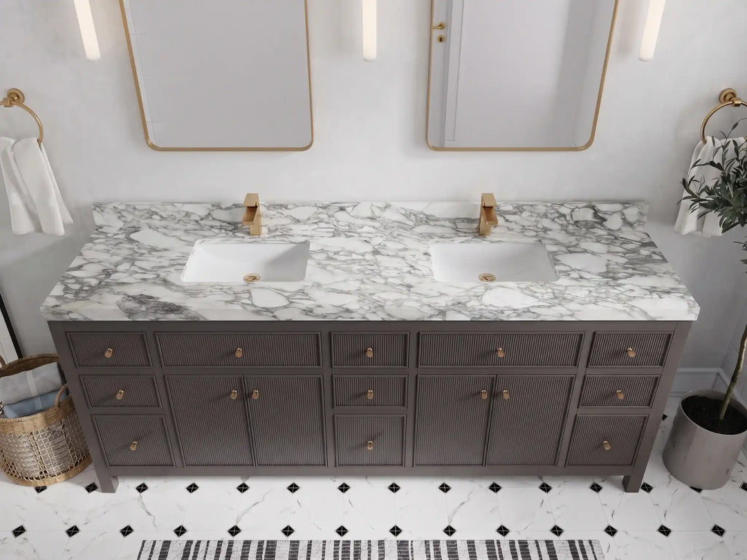 Sonoma 84 in W x 22 in D Free Standing Reeded Double Sink Bathroom Vanity | 
              
                Urbane Bronze
                
                  
             - SON_URB_WHQZ_84D - photo №28