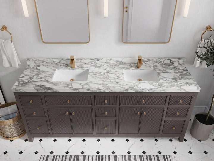 Sonoma 84 in W x 22 in D Free Standing Reeded Double Sink Bathroom Vanity - photo 28