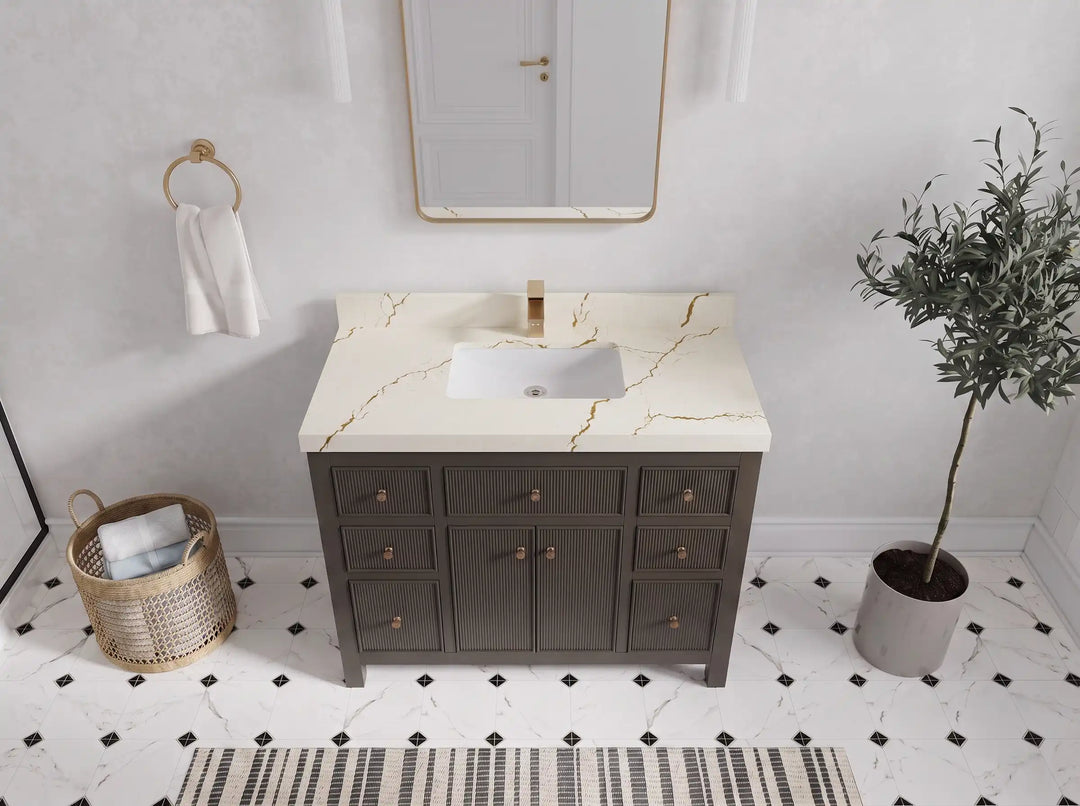 Sonoma 42 in W x 22 in D Free Standing Reeded Single Sink Bathroom Vanity | 
              
                Urbane Bronze
                
                  
             - SON_URB_WHQZ_42 - photo №6