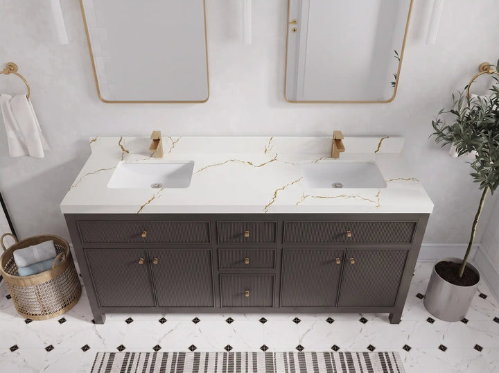 Sonoma 72 in W x 22 in D Free Standing Reeded Double Sink Bathroom Vanity - photo 5