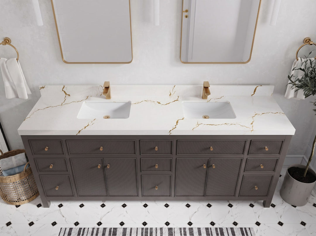 Sonoma 84 in W x 22 in D Free Standing Reeded Double Sink Bathroom Vanity | 
              
                Urbane Bronze
                
                  
             - SON_URB_WHQZ_84D - photo №8