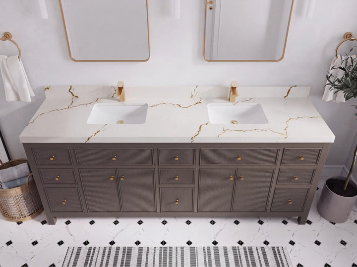 Sonoma 84 in W x 22 in D Free Standing Reeded Double Sink Bathroom Vanity - photo 6