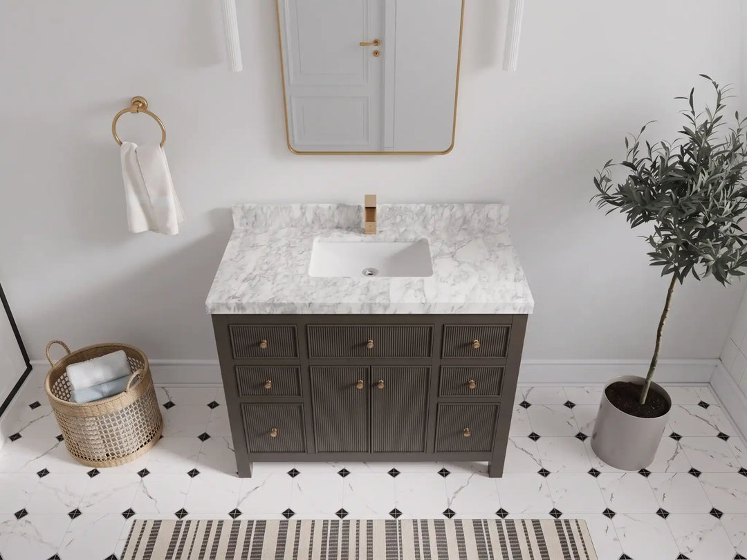 Sonoma 42 in W x 22 in D Free Standing Reeded Single Sink Bathroom Vanity | 
              
                Urbane Bronze
                
                  
             - SON_URB_WHQZ_42 - photo №13