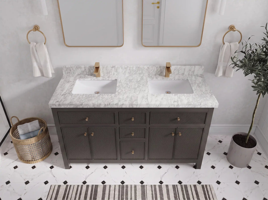 Sonoma 60 in W x 22 in D Free Standing Reeded Double Sink Bathroom Vanity | 
              
                Urbane Bronze
                
                  
             - SON_URB_WHQZ_60D - photo №13