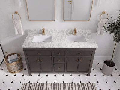 Sonoma 60 in W x 22 in D Free Standing Reeded Double Sink Bathroom Vanity