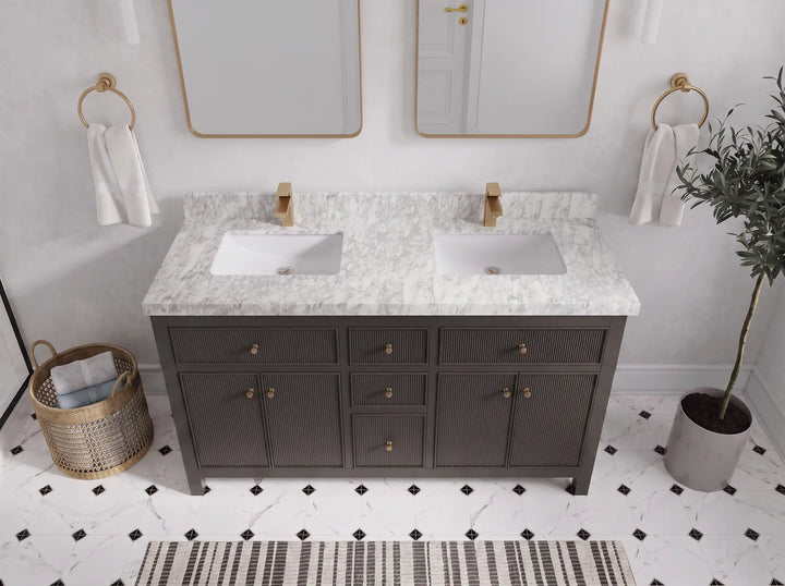 Sonoma 60 in W x 22 in D Free Standing Reeded Double Sink Bathroom Vanity - photo 13