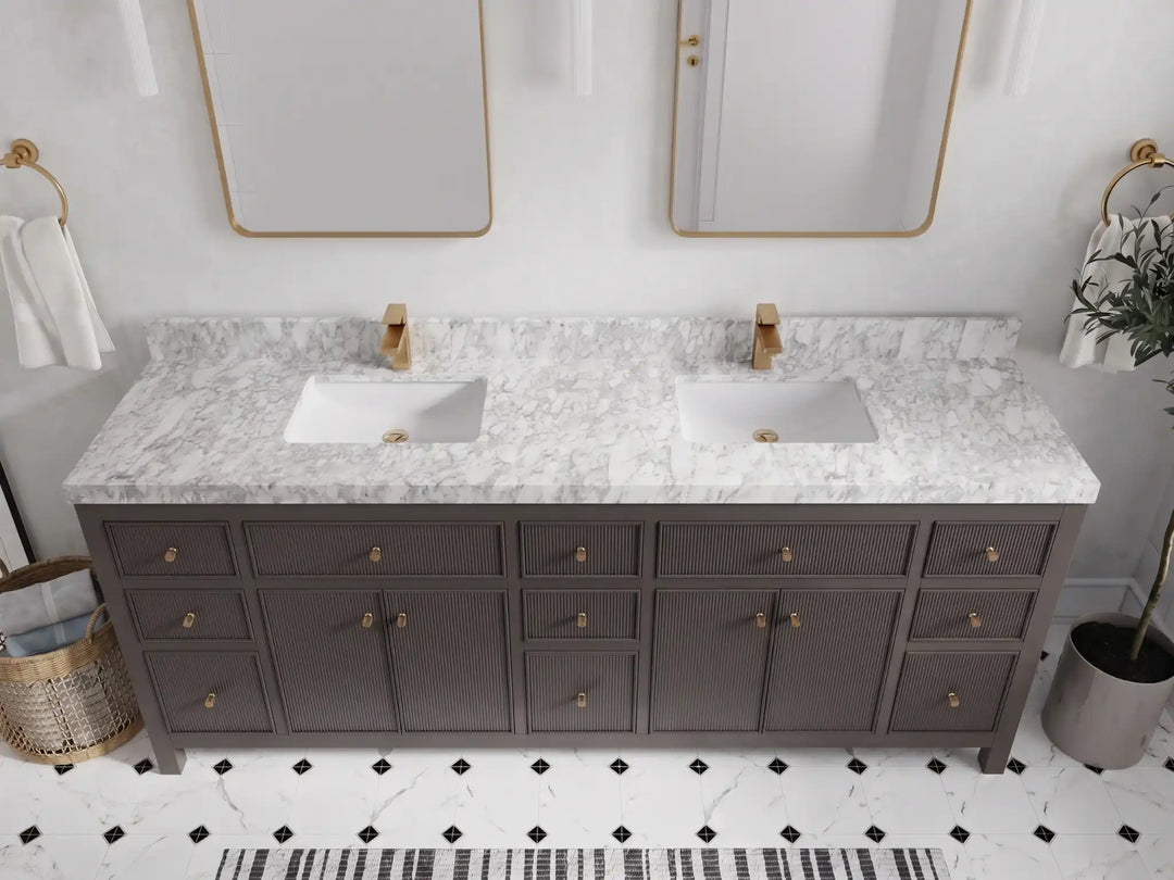 Sonoma 84 in W x 22 in D Free Standing Reeded Double Sink Bathroom Vanity | 
              
                Urbane Bronze
                
                  
             - SON_URB_WHQZ_84D - photo №14