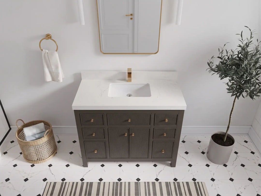 Sonoma 42 in W x 22 in D Free Standing Reeded Single Sink Bathroom Vanity | 
              
                Urbane Bronze
                
                  
             - SON_URB_WHQZ_42 - photo №14