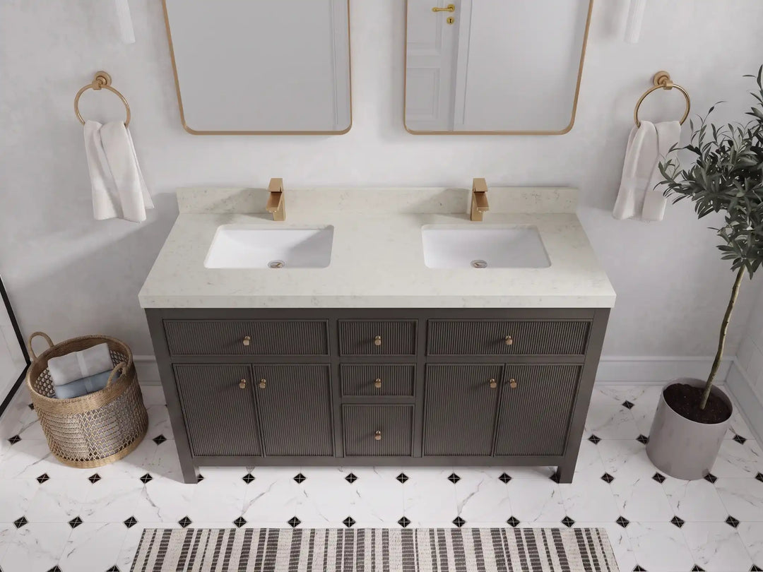 Sonoma 60 in W x 22 in D Free Standing Reeded Double Sink Bathroom Vanity | 
              
                Urbane Bronze
                
                  
             - SON_URB_WHQZ_60D - photo №15