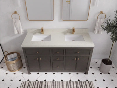 Sonoma 60 in W x 22 in D Free Standing Reeded Double Sink Bathroom Vanity