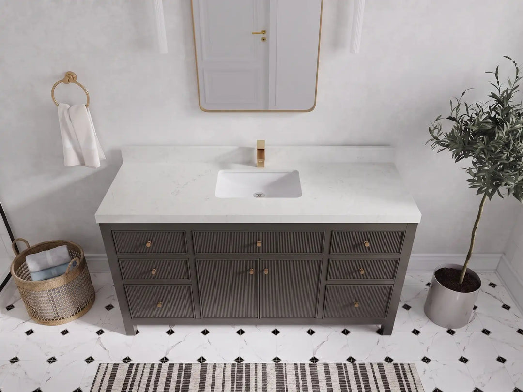 Sonoma 60 in W x 22 in D Free Standing Reeded Single Sink Bathroom Vanity | 
              
                Urbane Bronze
                
                  
             - SON_URB_WHQZ_60S - photo №27
