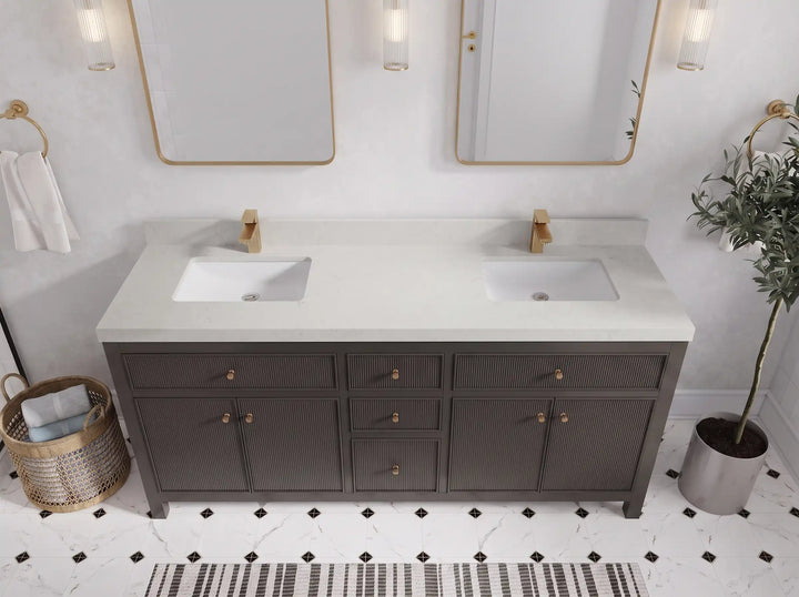 Sonoma 72 in W x 22 in D Free Standing Reeded Double Sink Bathroom Vanity - photo 13