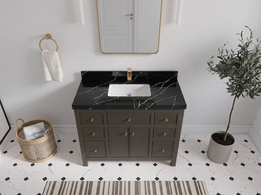 Sonoma 42 in W x 22 in D Free Standing Reeded Single Sink Bathroom Vanity | 
              
                Urbane Bronze
                
                  
             - SON_URB_WHQZ_42 - photo №7