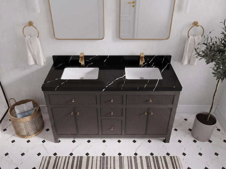 Sonoma 60 in W x 22 in D Free Standing Reeded Double Sink Bathroom Vanity - photo 8