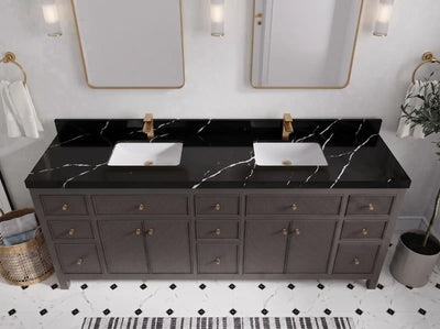 Sonoma 84 in W x 22 in D Free Standing Reeded Double Sink Bathroom Vanity