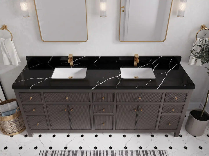 Sonoma 84 in W x 22 in D Free Standing Reeded Double Sink Bathroom Vanity - photo 9