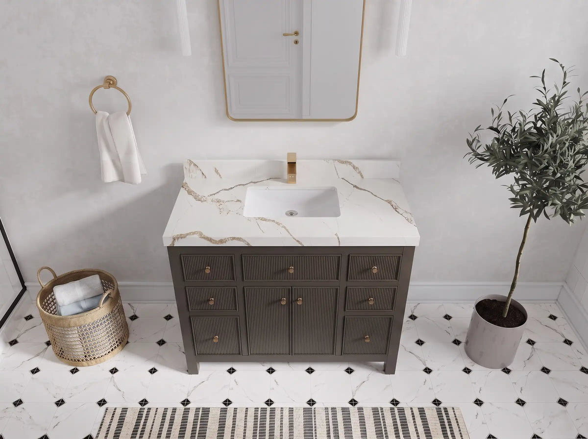 Sonoma 42 in W x 22 in D Free Standing Reeded Single Sink Bathroom Vanity