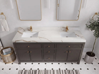 Sonoma 72 in W x 22 in D Free Standing Reeded Double Sink Bathroom Vanity