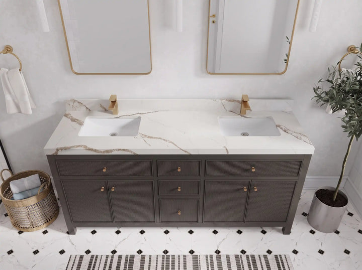 Sonoma 72 in W x 22 in D Free Standing Reeded Double Sink Bathroom Vanity - photo 7