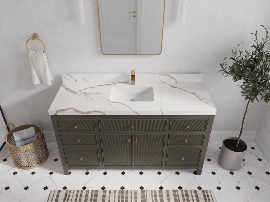 Sonoma 60 in W x 22 in D Free Standing Reeded Single Sink Bathroom Vanity | 
              
                Urbane Bronze
                
                  
             - SON_URB_WHQZ_60S - photo №7