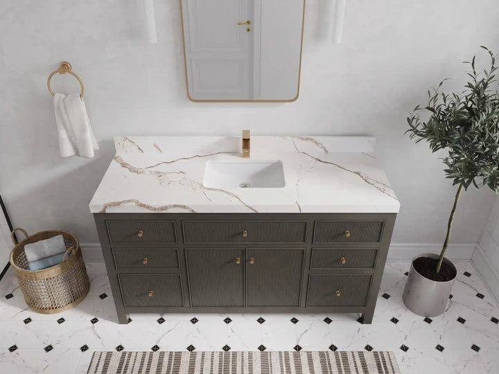 Sonoma 60 in W x 22 in D Free Standing Reeded Single Sink Bathroom Vanity - photo 7