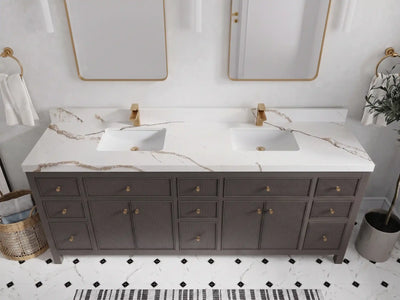 Sonoma 84 in W x 22 in D Free Standing Reeded Double Sink Bathroom Vanity